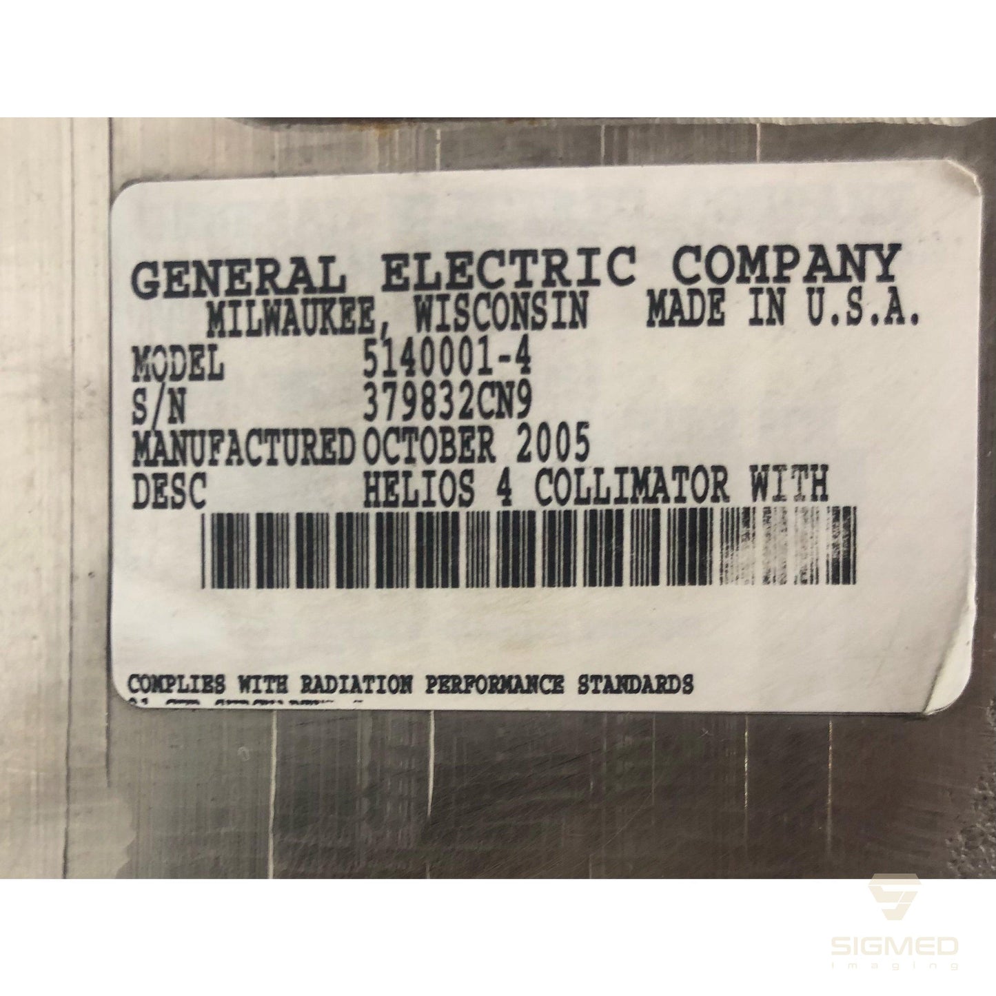 5140001-4 Helios 4 Collimator-GE-Sigmed Imaging