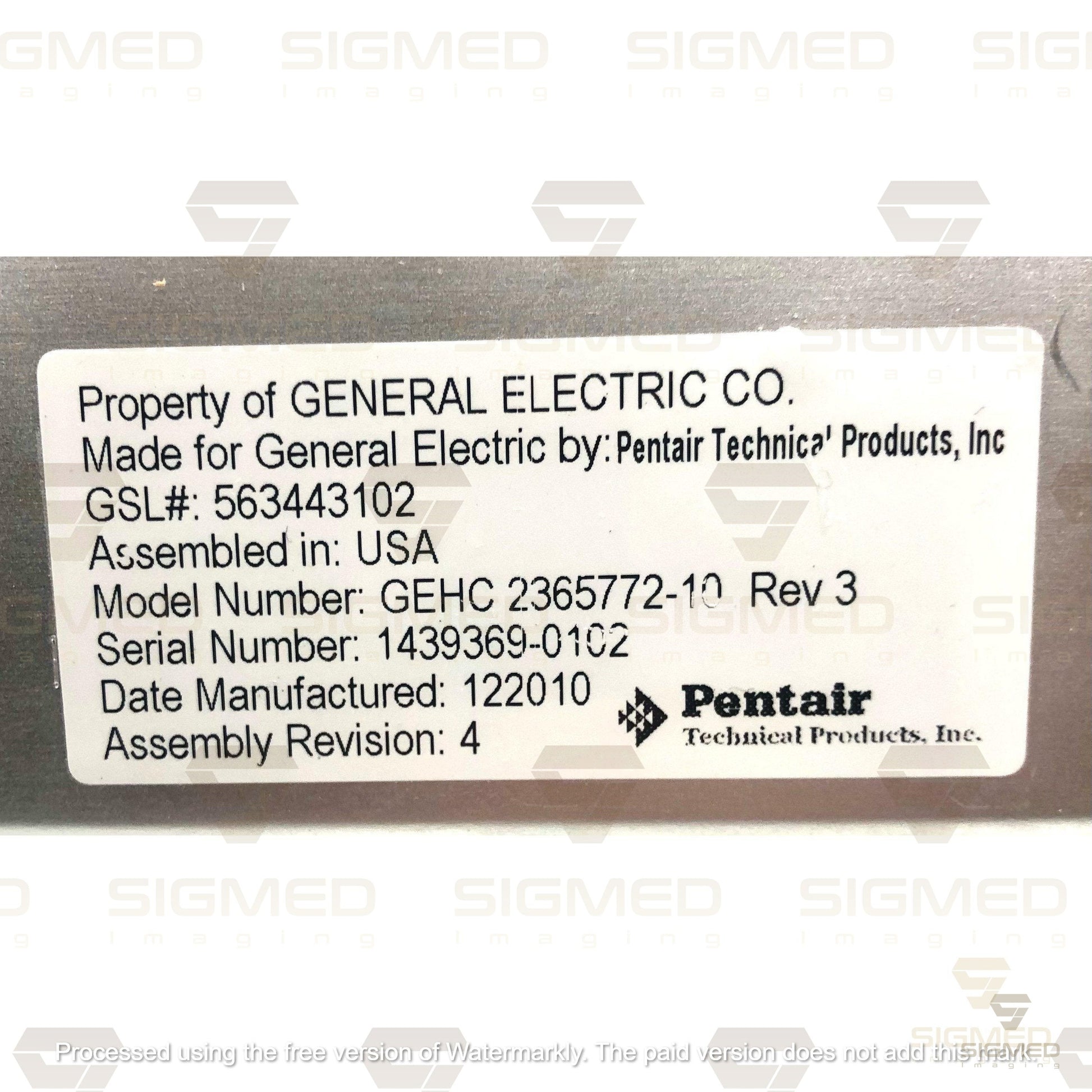 2365772-10 - Motion Control Enclosure Assembly-GE-Sigmed Imaging