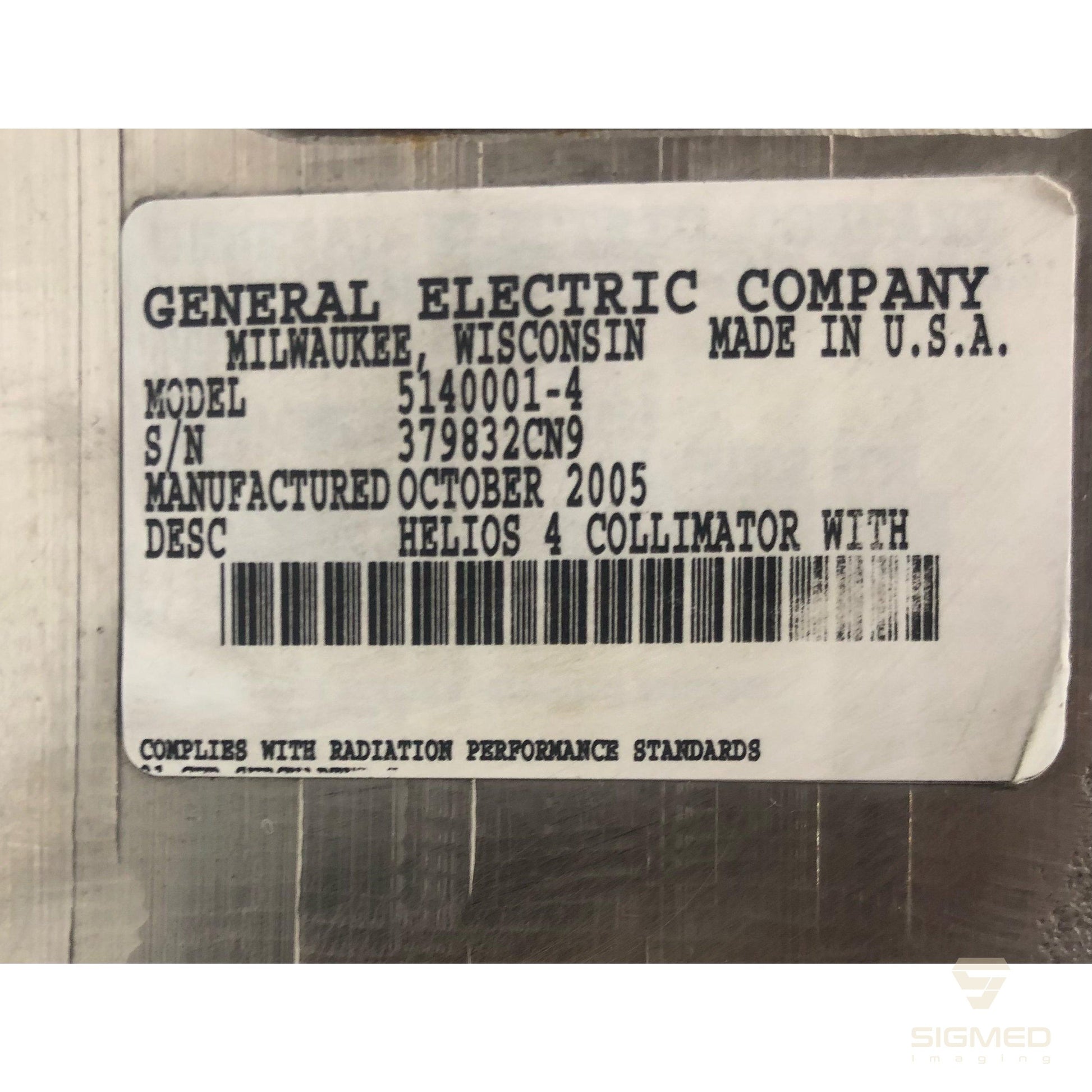 5140001-4 Helios 4 Collimator-GE-Sigmed Imaging